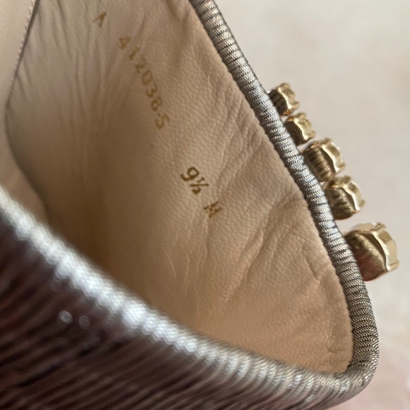 STUART WEITZMAN PLEATED RHINESTONE METALLIC SANDALS - Picture 10 of 11